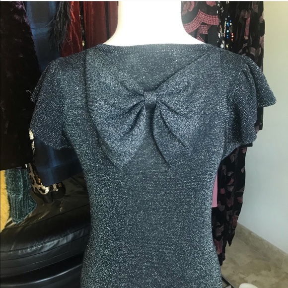 Dark Gray Silver Glitter Mini Dress - Picture 3 of 3